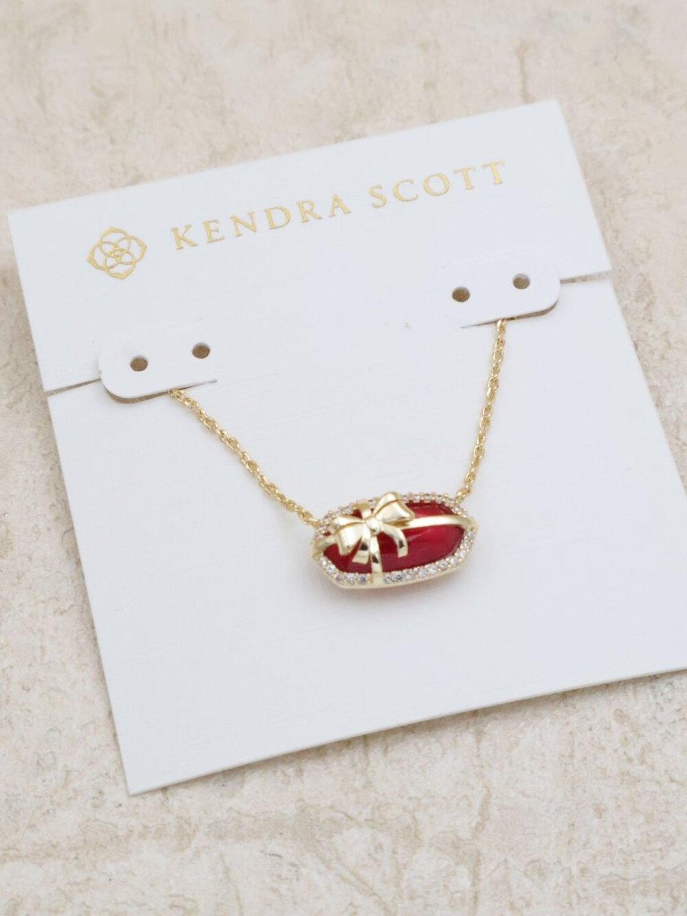 Kendra Scott Elisa Bow Gold Dark Burgundy Pendant Necklace